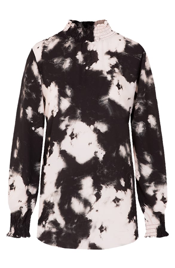 Col Blouse Met Tie Dye Print Philley Zwart – shoparchief — foto 6