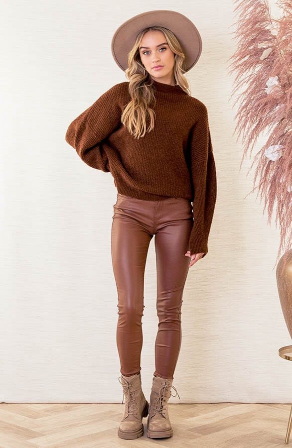 Oversized Gebreide Trui Leona Cognac – shoparchief — foto 5