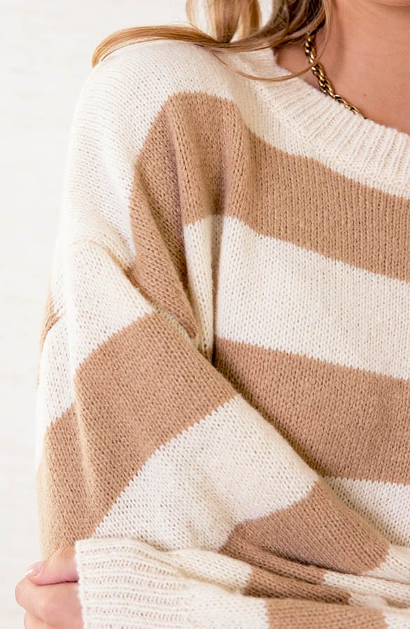 Gebreide Jurk Met Strepen Charley Beige – shoparchief — foto 5