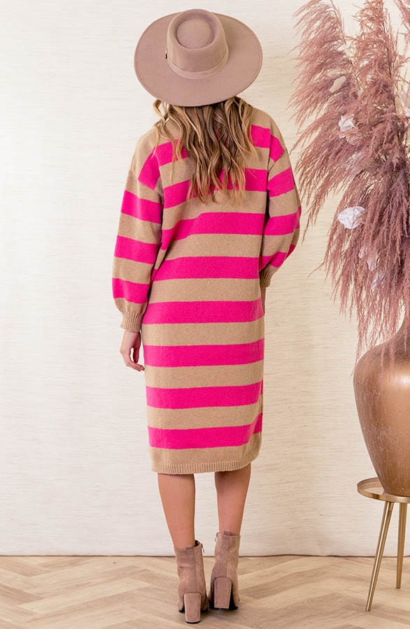 Gebreide Jurk Met Strepen Charley Fuchsia – shoparchief — foto 4