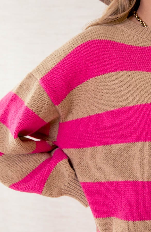 Gebreide Jurk Met Strepen Charley Fuchsia – shoparchief — foto 5