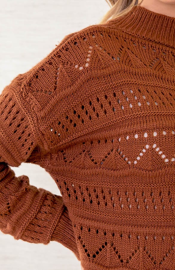 Gehaakte Boho Print Trui Luci Cognac – shoparchief — foto 4