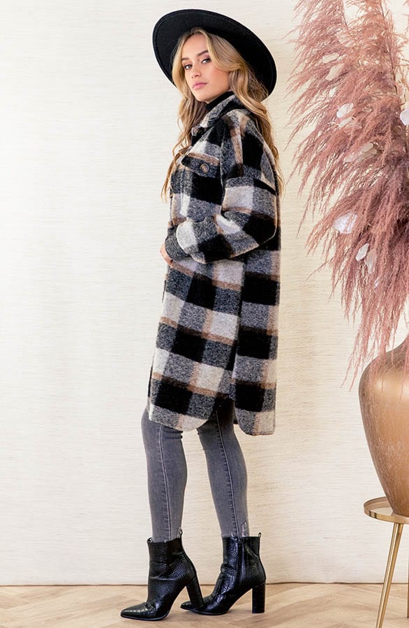 Geruite Woven Jas Rosie Zwart – shoparchief — foto 3