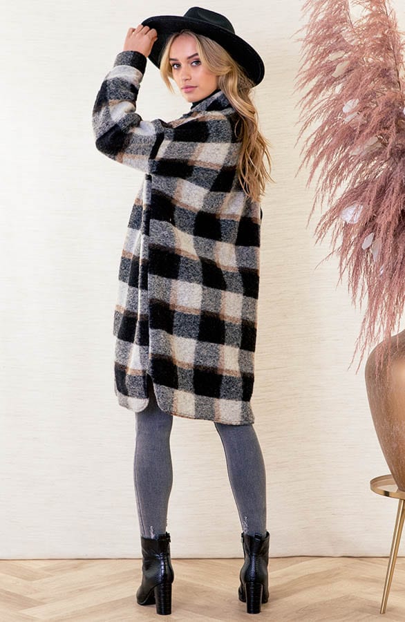 Geruite Woven Jas Rosie Zwart – shoparchief — foto 4