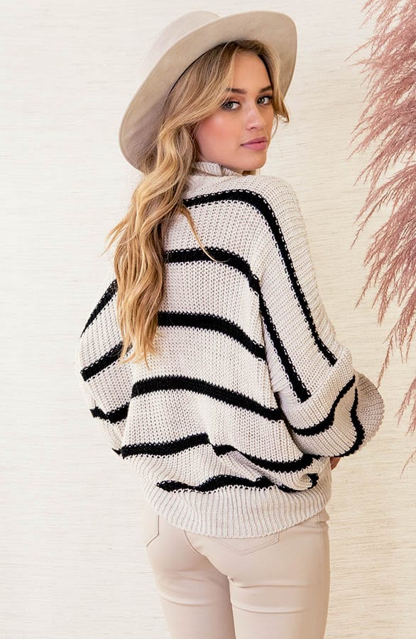 Gestreepte Oversized trui Roxie Beige – shoparchief — foto 4