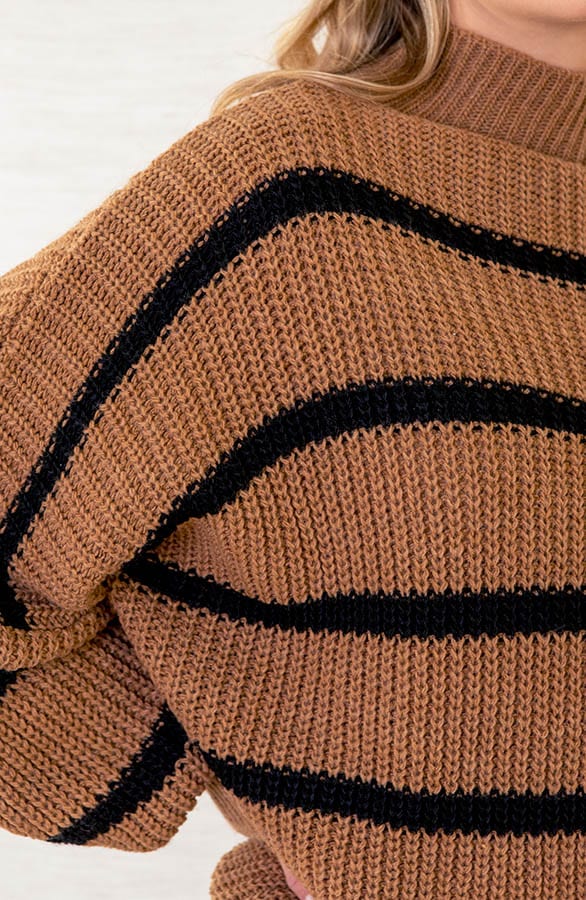Gestreepte Oversized trui Roxie Camel – shoparchief — foto 5