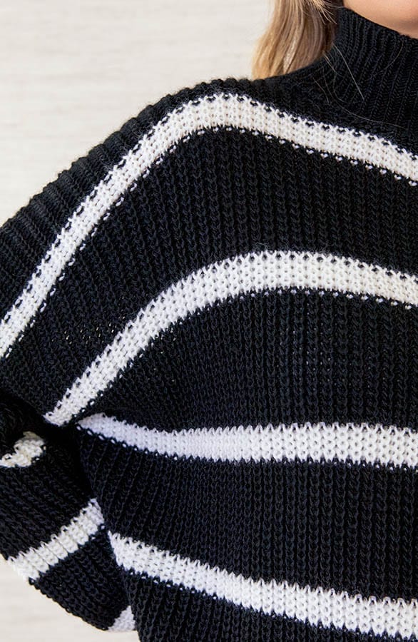 Gestreepte Oversized trui Roxie Zwart – shoparchief — foto 2