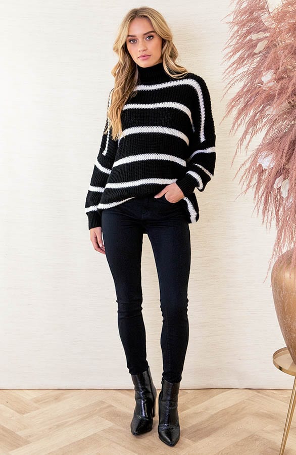 Gestreepte Oversized trui Roxie Zwart – shoparchief — foto 5