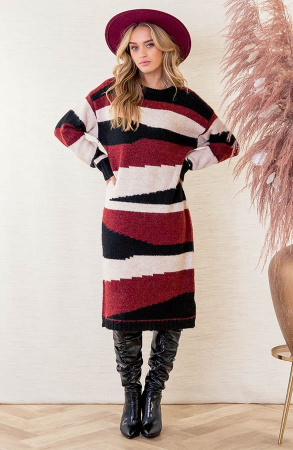 Gestreepte Tuniek Multicolour Alissa Bordeauxrood – shoparchief — foto 2