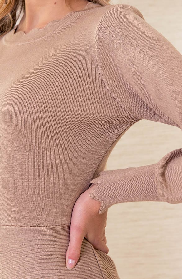 Golvende Stretch Jurk Kylie Taupe – shoparchief — foto 4