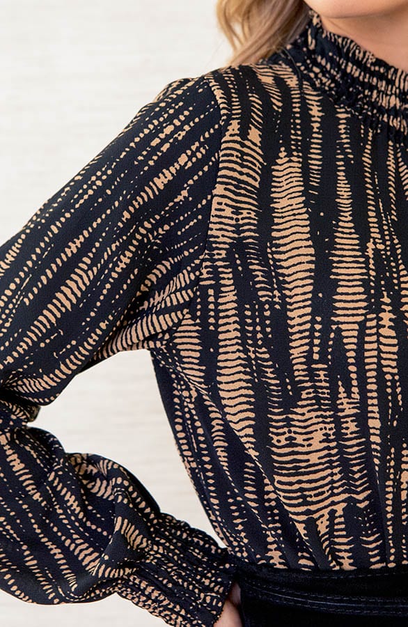 Jurk Met Colkraag Iliana Luxury Print Cognac – shoparchief — foto 4