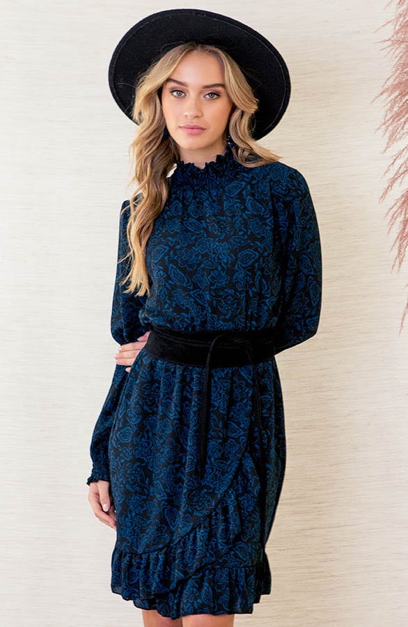 Jurk Met Colkraag Iliana Paisley print Petrol – shoparchief — foto 2