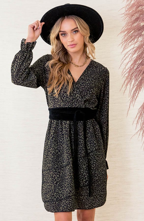 Jurk met Panterprint Hazel Zwart Groen – shoparchief