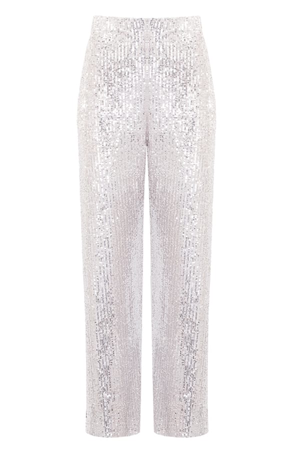 Limited Pailletten Flared Broek Davina Beige – shoparchief — foto 5