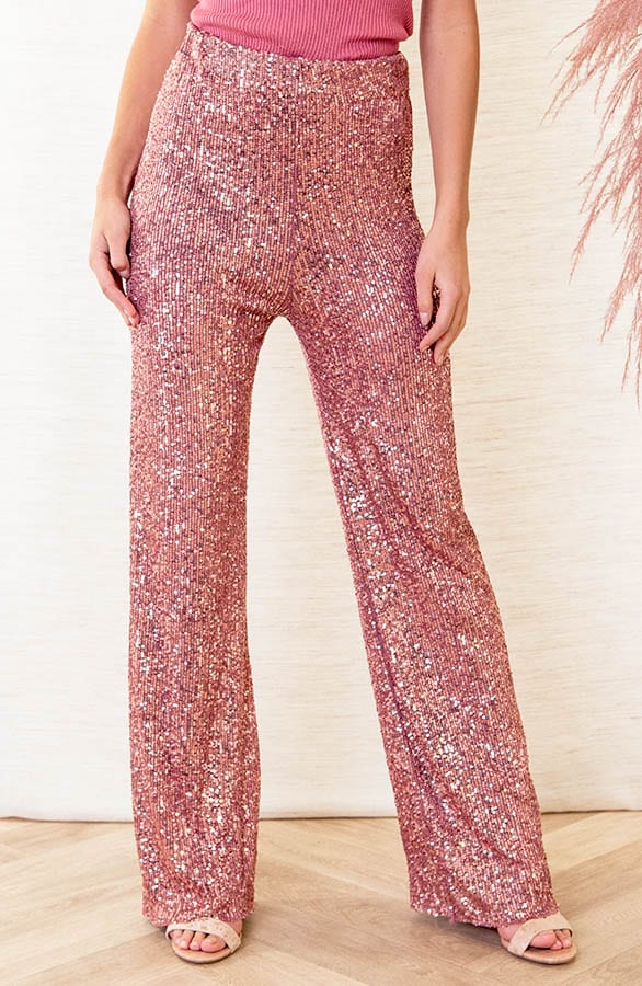 Limited Pailletten Flared Broek Davina Rose – shoparchief