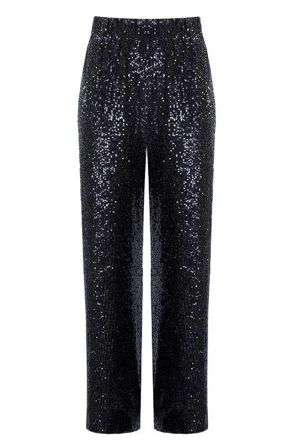 Limited Pailletten Flared Broek Davina Zwart – shoparchief — foto 5