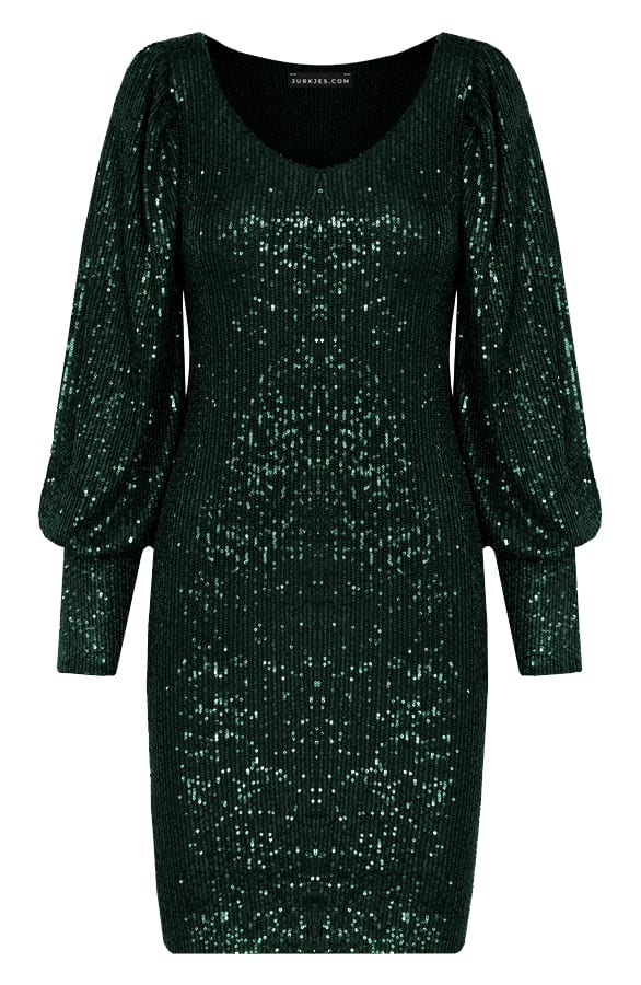 Limited Pailletten V-hals Jurk Shana Smaragd – shoparchief — foto 2