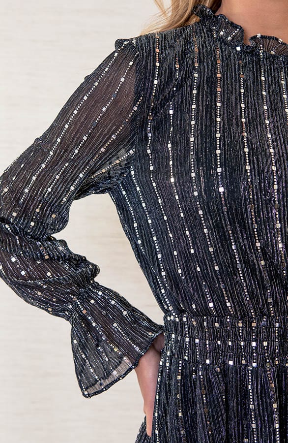 Limited Plissé Lurex Jurk Emely Zwart – shoparchief — foto 4