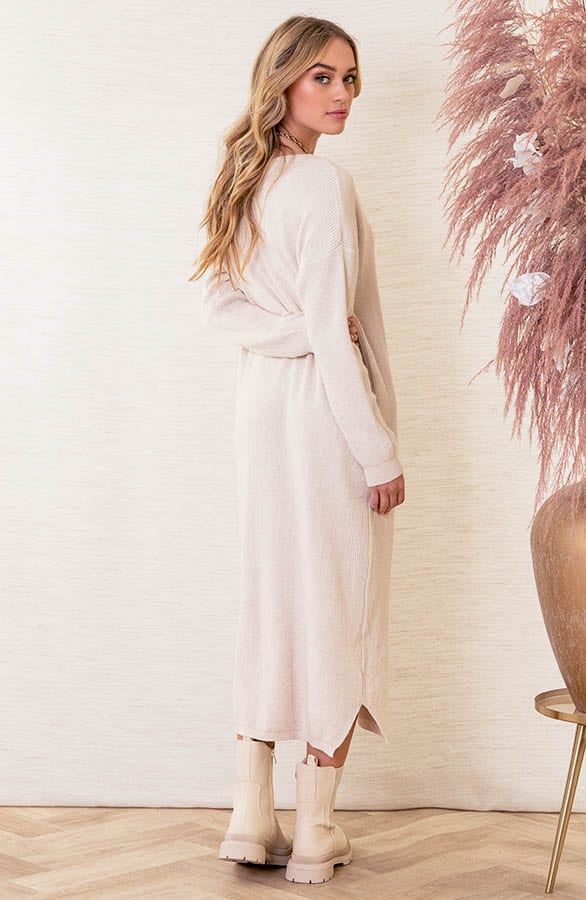 Midi Gebreide Jurk Lori Beige – shoparchief — foto 3