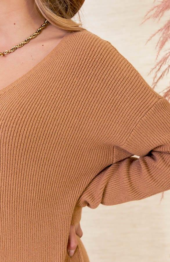Midi Gebreide Jurk Lori Camel – shoparchief — foto 4