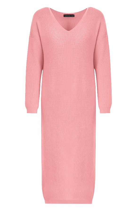 Midi Gebreide Jurk Lori Dust Roze – shoparchief