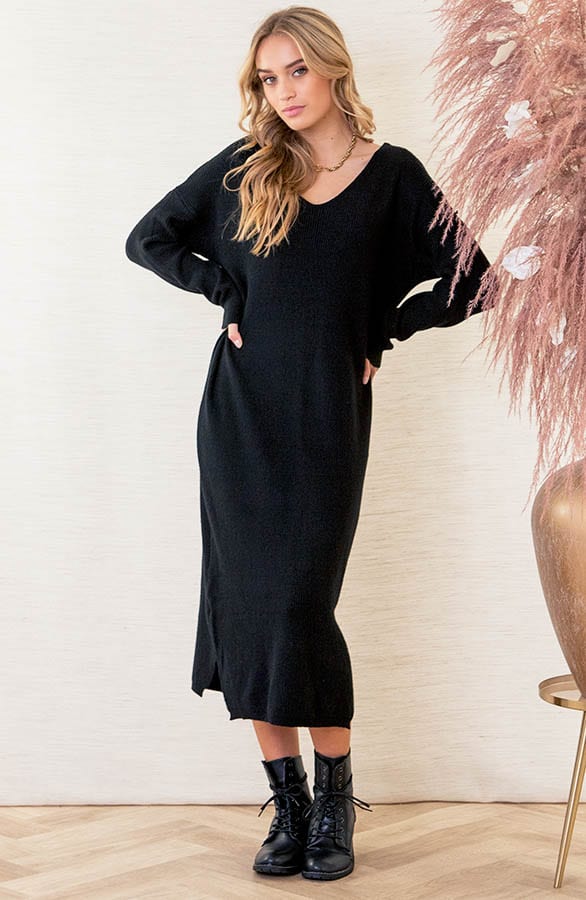 Midi Gebreide Jurk Lori Zwart – shoparchief — foto 5