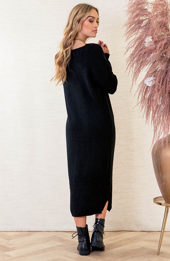 Midi Gebreide Jurk Lori Zwart – shoparchief — foto 3