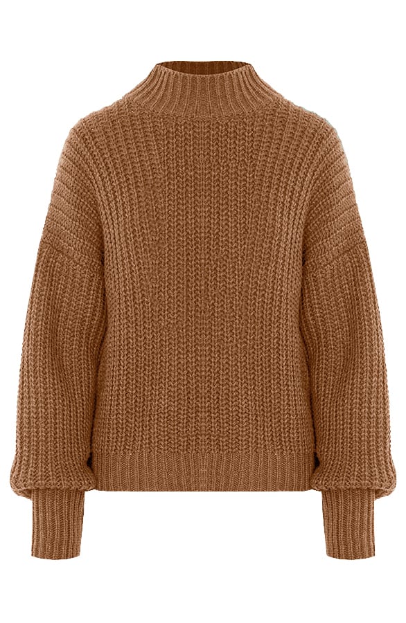 Oversized Gebreide Trui Laureen Camel – shoparchief — foto 6