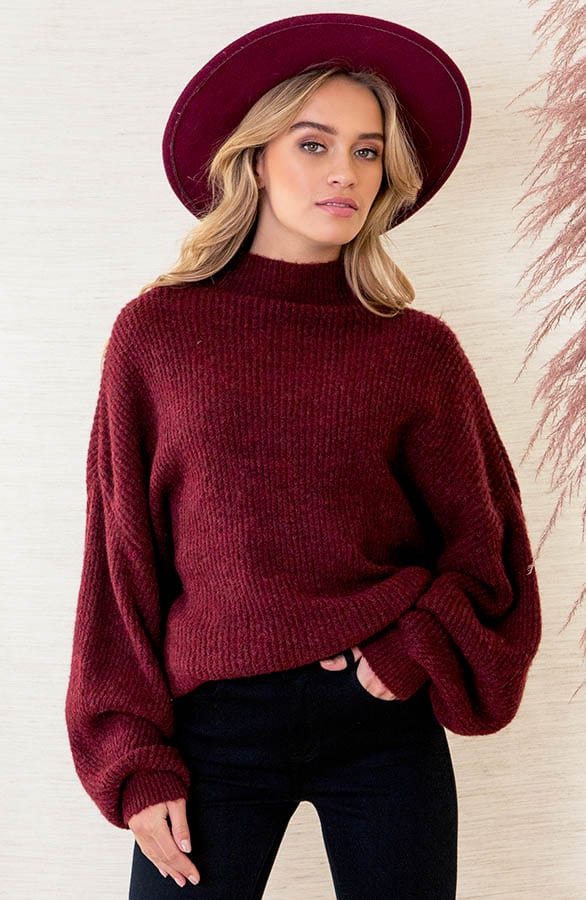 Oversized Gebreide Trui Leona Bordeauxrood – shoparchief