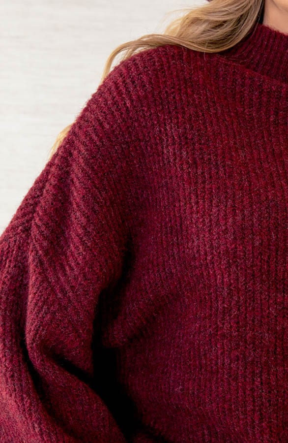 Oversized Gebreide Trui Leona Bordeauxrood – shoparchief — foto 5