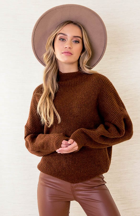 Oversized Gebreide Trui Leona Cognac – shoparchief