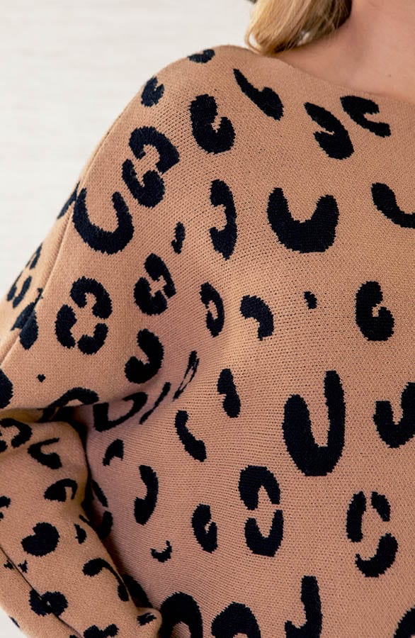 Oversized Leopard Trui Aida Camel Zwart – shoparchief — foto 5