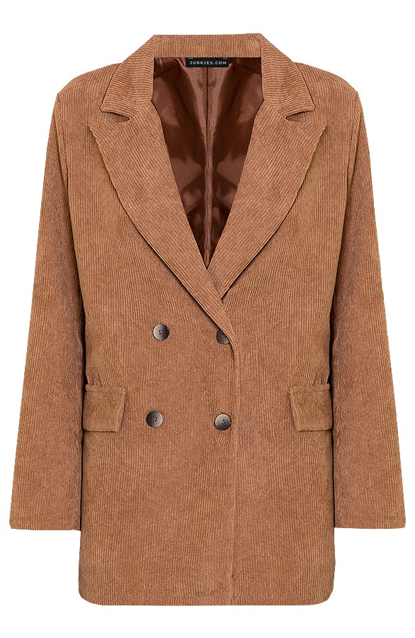 Oversized Ribstof Blazer Kelsy Camel – shoparchief