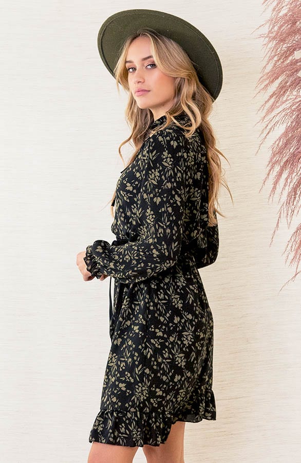 Overslag Bloemen Jurk Natali Army – shoparchief — foto 3