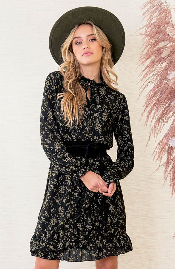 Overslag Bloemen Jurk Natali Army – shoparchief