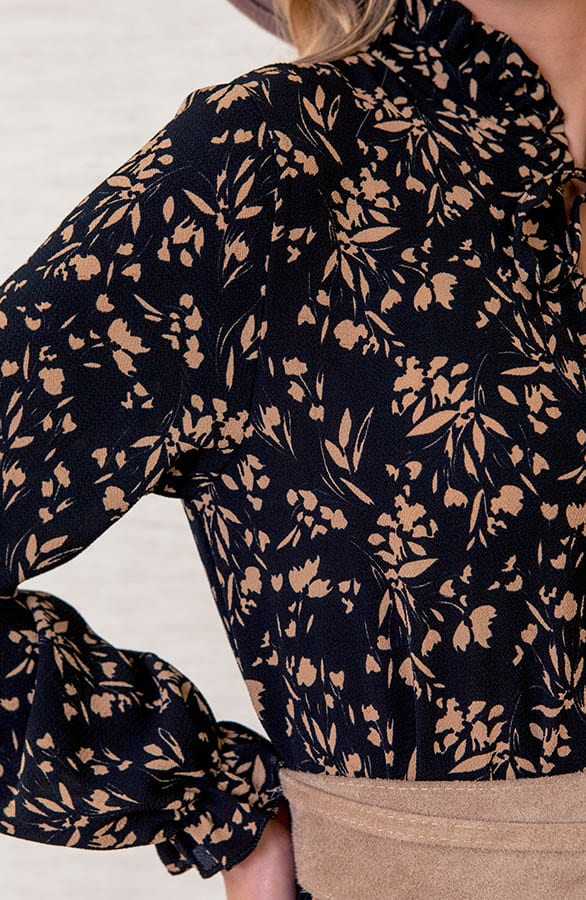 Overslag Bloemen Jurk Natali Camel – shoparchief — foto 4