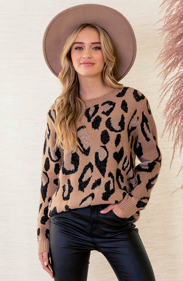 Panter Lurex Trui Lulu Camel – shoparchief