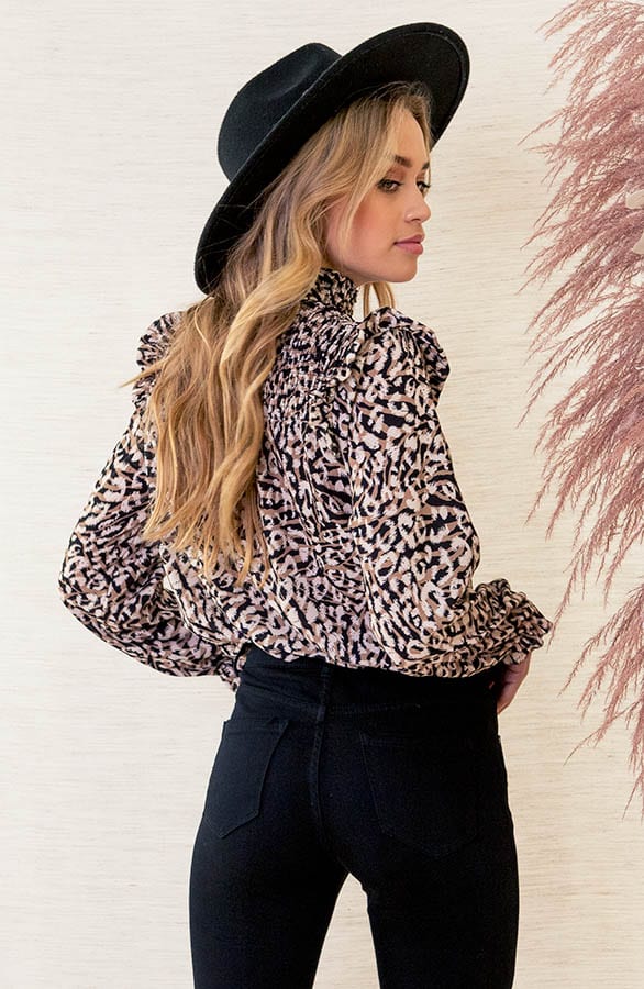 Panterprint Blouse Met Col Grace Beige – shoparchief — foto 3