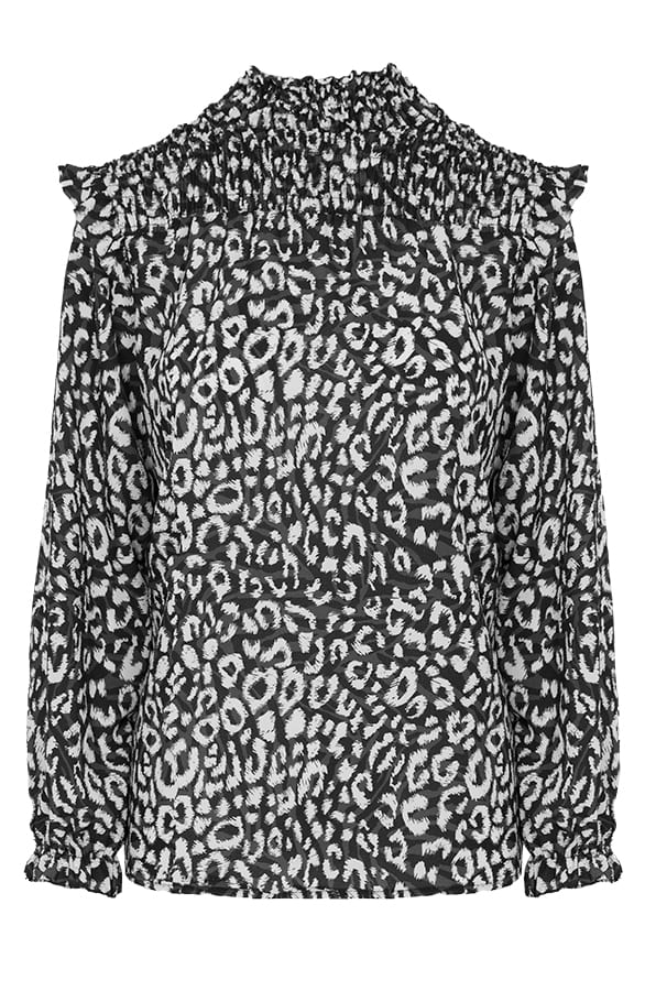 Panterprint Blouse Met Col Grace Zwart – shoparchief — foto 6
