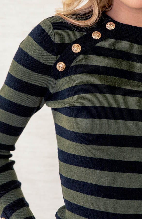 Sailor Strepen Trui Quinn Legergroen – shoparchief — foto 5