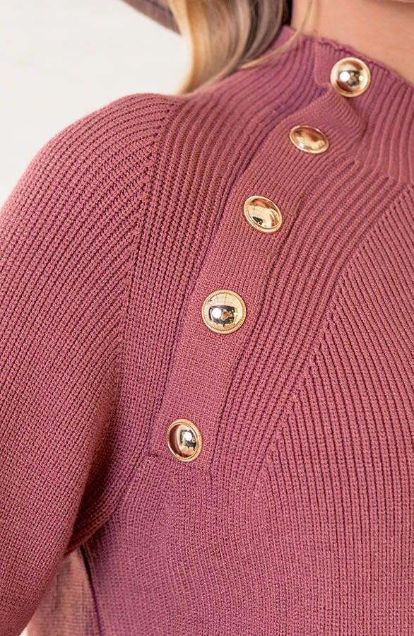 Trui Met Gouden Knopen Lies Oud Roze – shoparchief — foto 4