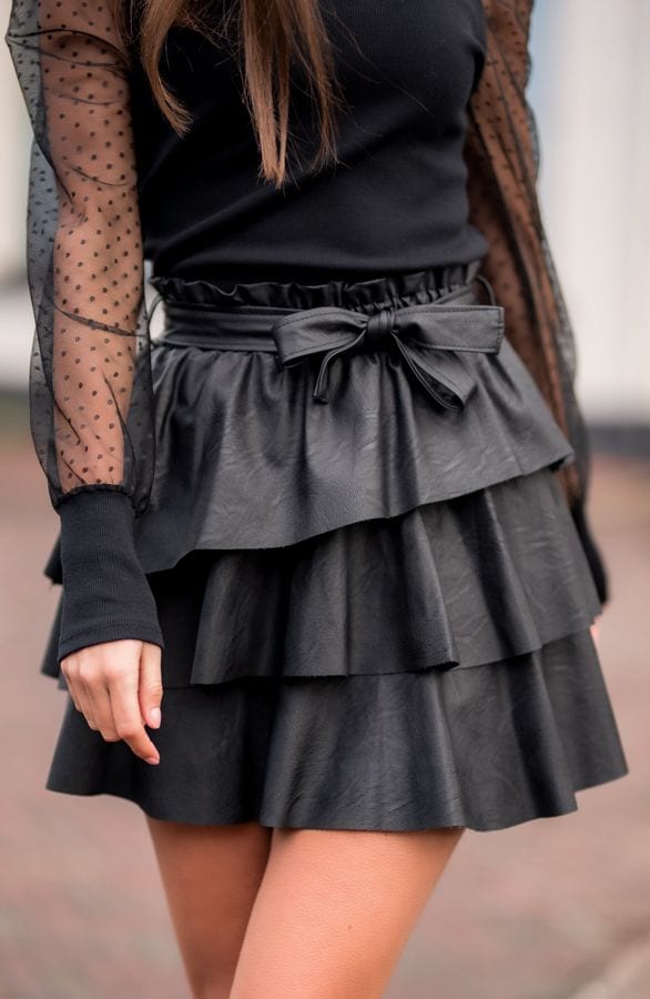 Jolie Leren Ruffle Rok – kleding — foto 4