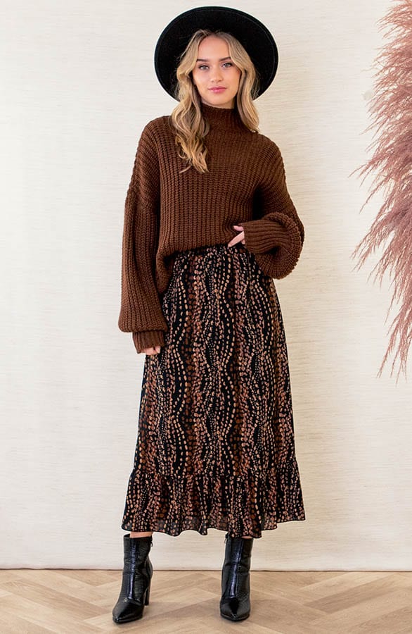 A-lijn Rok Met Print Rowenna Bruin – shoparchief — foto 4