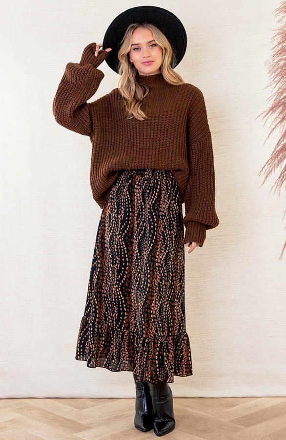 A-lijn Rok Met Print Rowenna Bruin – shoparchief — foto 7