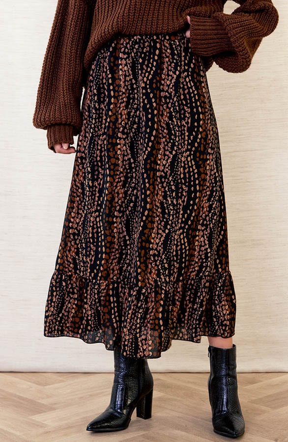A-lijn Rok Met Print Rowenna Bruin – shoparchief