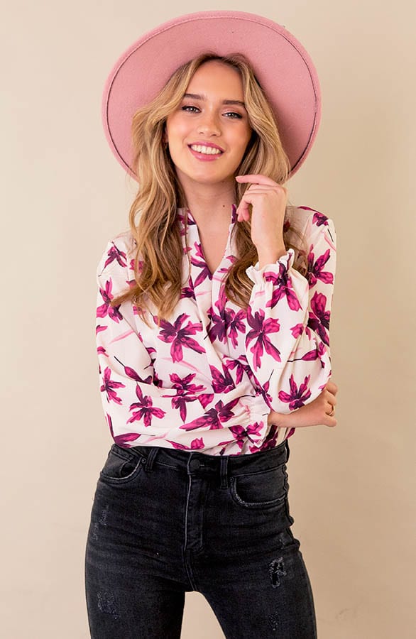 Bloemenprint Blouse Vayenne Ecru Roze – shoparchief