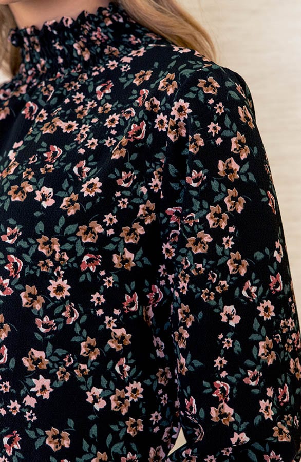 Col Blouse Bloemenprint Philley Zwart – shoparchief — foto 5