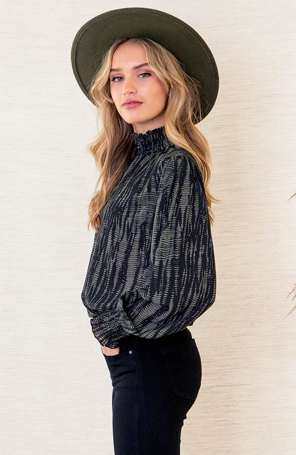 Col Print Blouse Philley Army – shoparchief — foto 3