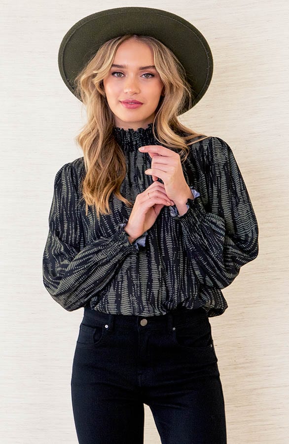 Col Print Blouse Philley Army – shoparchief — foto 2
