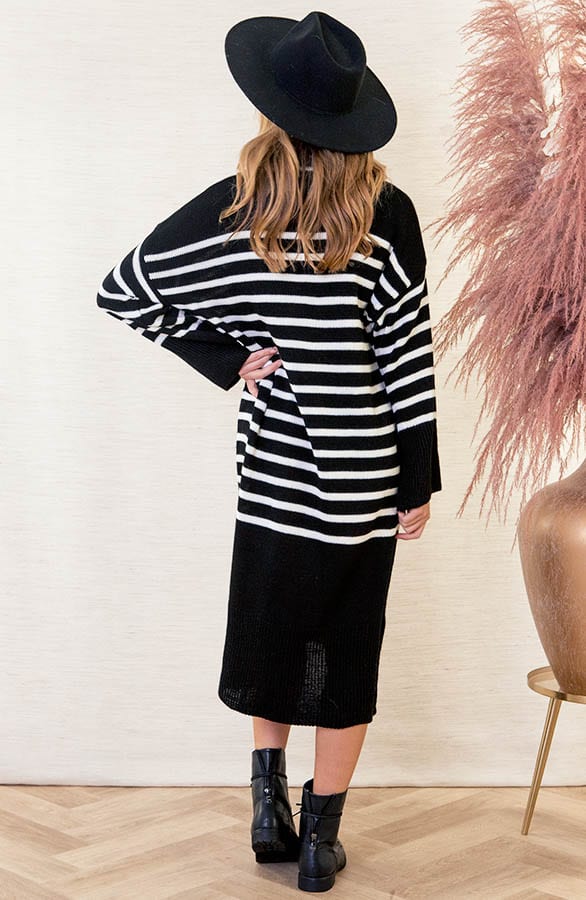 Gebreide Col Jurk Yara Zwart Wit – shoparchief — foto 4